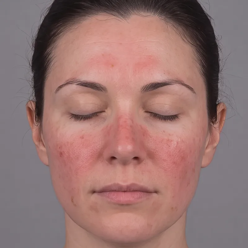 Illustrative image: the same face in standard and polarised capture